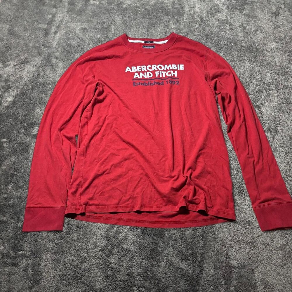 Abercrombie & Fitch Graphic Muscle Long Sleeve Shirt Men’s Medium Red